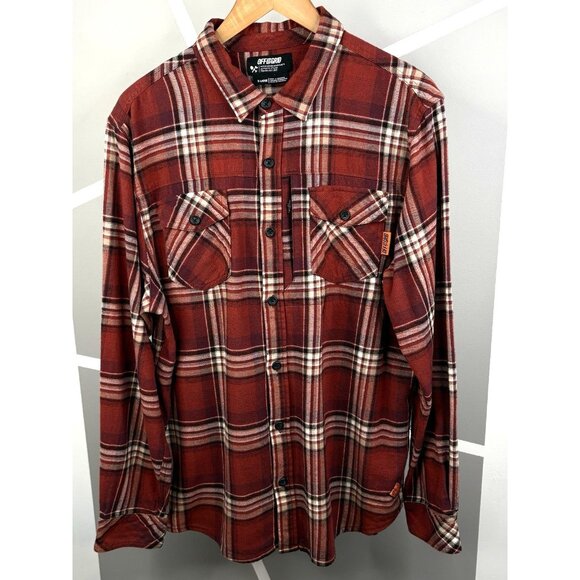 Off The Grid Destroyer Flannel Shirt Men’s XL Red Black Plaid Long Sleeve - Picture 1 of 15